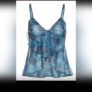 Blue Paisley Sheer Camisole Top